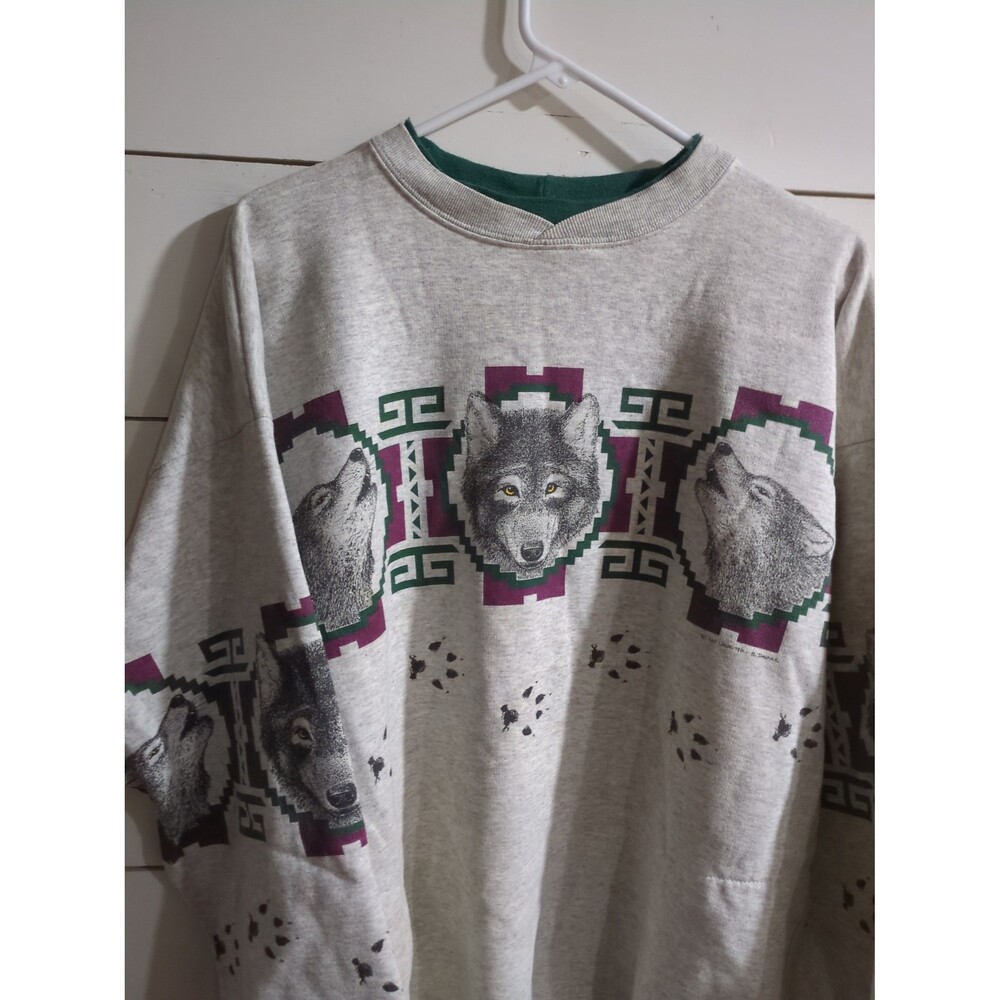 Vintage Wolf Graphic Sweatshirt art unlimited 90s XL